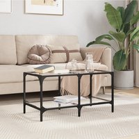 Berkfield Home Coffee Table with Transparent Glass Top 78.5x40x40 cm Steel in Brown