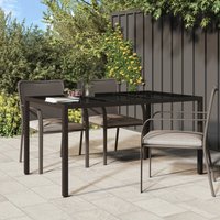 Berkfield Home Garden Table 150x90x75 cm Tempered Glass & Poly Rattan Brown | Size: 150 x 90 x 75 cm