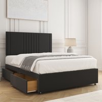 Monaco Velvet Divan Bed Set 24"Headboard 2 Drawers Footend & Mattress Double