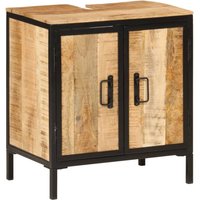 Berkfield Home Bathroom Sink Cabinet 55x35x60 cm Solid Wood Mango & Iron in Brown | Size: 55 x 35 x 60 cm
