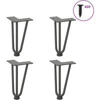 Berkfield Home Hairpin Table Legs 4 pcs Anthracite 20 cm Solid Steel in Black