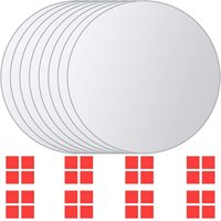 Berkfield Home 8 pcs Mirror Tiles Round Glass in Silver