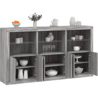 Berkfield Home Sideboard with LED Lights Grey Sonoma 181.5x37x100 cm