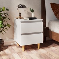 Berkfield Home Bed Cabinet with Solid Pinewood Legs White 40x35x50 cm | Size: 40 x 35 x 50 cm