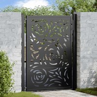 Berkfield Home Garden Gate Black 105x130 cm Steel Flame Design