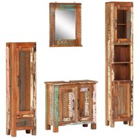 Berkfield Home 4 Piece Bathroom Furniture Set Solid Wood Reclaimed in Brown