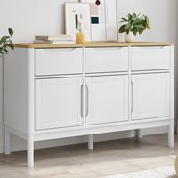 Berkfield Home Sideboard FLORO White 114x43x74 cm Solid Wood Pine | Size: 114 x 43 x 74 cm