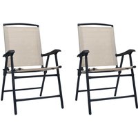 Berkfield Home Folding Garden Chairs 2 pcs Texilene Cream in Beige