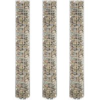 Berkfield Home Circular Gabion Raised Beds 3 pcs Galvanised Steel Ø30x200 cm in Silver | Size: 30x200 cm