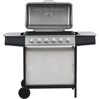 Berkfield Home Gas BBQ Grill with 6 Cooking Zones Stainless Steel Silver