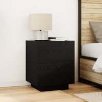 Berkfield Home Bedside Cabinets with LED Lights 2 pcs Black Oak 45x40x55 cm | Size: 45 x 40 x 55 cm