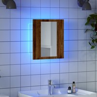 Berkfield Home LED Bathroom Mirror Cabinet Old Wood 40x12x45 cm Engineered Wood in Brown | Size: 40 x 12 x 45 cm