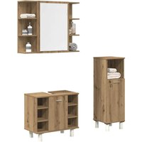 Berkfield Home 3 Piece Bathroom Furniture Set Artisan Oak Engineered Wood in Brown