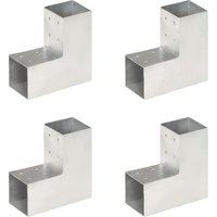 Berkfield Home Post Connectors 4 pcs L Shape Galvanised Metal 81x81 mm in Silver