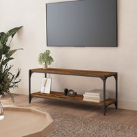 TV Cabinet Smoked Oak 100x33x41 cm Engineered Wood & Steel x 33 x 41 cm
