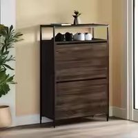 Oak Shoe Cabinet Stylish Engineered Wood Storage Solution