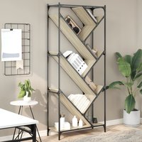 Berkfield Home Bookcase Sonoma Oak 79x30x180 cm Engineered Wood & Metal in Brown | Size: 79 x 30 x 180 cm