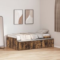 Berkfield Home Storage Bed Frame Smoked Oak 90x200 cm in Brown