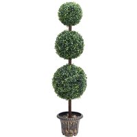 Berkfield Home Artificial Boxwood Plant with Pot Ball Shaped Green 118 cm