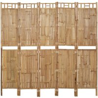 Berkfield Home 5-Panel Room Divider Bamboo 200x180 cm in Brown
