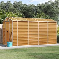 Berkfield Home Garden Shed Light Brown 191x385x198 cm Galvanised Steel | Size: 191 x 385 x 198 cm