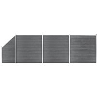 Berkfield Home WPC Fence Set 3 Square + 1 Slanted 619x186 cm Grey