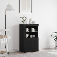 Berkfield Home Sideboard with LED Lights Black Oak 60, 5x37x100 cm | Size: 5 x 37 x 100 cm