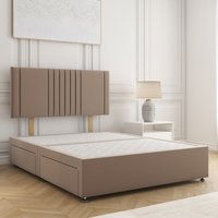 BSSPOKE Monaco Divan Bed Plush 24"Headboard 2Drawers Same Side & No Mattress in Bronze | Size: Super King