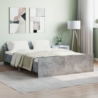 Berkfield Home Bed Frame with Headboard & Footboard Concrete Grey 135x190 cm Double