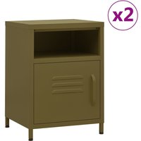 Nightstands 2 pcs Olive Green 35x35x51 cm Steel x 35 x 51 cm