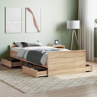 Berkfield Home Bed Frame with Headboard & Footboard Sonoma Oak 100x200 cm in Brown