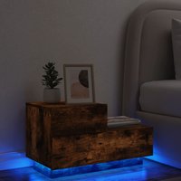 Berkfield Home Bedside Cabinet with LED Lights Smoked Oak 70x36x40.5 cm in Brown