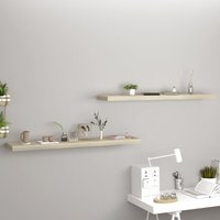 Berkfield Home Floating Wall Shelves 2 pcs Oak 120x23.5x3.8 cm MDF in Brown