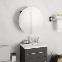 Berkfield Home Bathroom Cabinet with Round Mirror&LED Black 40x40x17.5 cm
