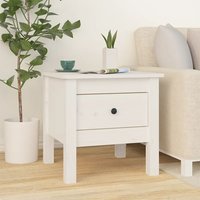 Berkfield Home Side Table White 40x40x39 cm Solid Wood Pine | Size: 40 x 40 x 39 cm