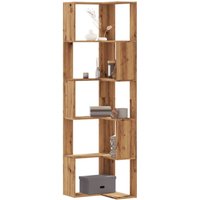 Berkfield Home Corner Bookcase 5-Tier Artisian Oak 50x50x179 cm Engineered Wood in Brown | Size: 50 x 50 x 179 cm