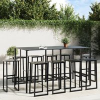Berkfield Home 11 Piece Garden Bar Set Black Powder-coated Steel