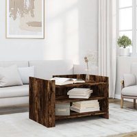 Berkfield Home Coffee Table Smoked Oak 80x50x50 cm Engineered Wood in Brown | Size: 80 x 50 x 50 cm