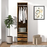 Berkfield Home Wardrobe with Drawers Smoked Oak 50x50x200 cm Engineered Wood in Brown | Size: 50 x 50 x 200 cm