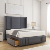 BSSPOKE Peyton Divan Bed Velvet 54" Headboard & 2Drawers Footend No Mattress in Charcoal | Size: Super King