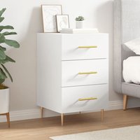 Berkfield Home Bedside Cabinet White 40x40x66 cm Engineered Wood | Size: 40 x 40 x 66 cm