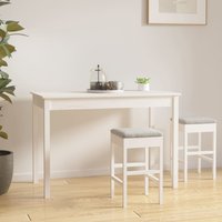 Berkfield Home Dining Table White 110x55x75 cm Solid Wood Pine | Size: 110 x 55 x 75 cm