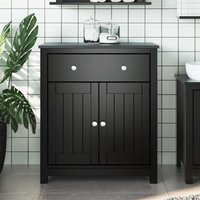 Berkfield Home Bathroom Cabinet BERG Black 69.5x34x80 cm Solid Wood Pine