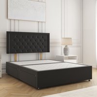 BSSPOKE Nova Divan Bed Plush 24" Headboard 2Drawers Same Side & No Mattress in Black | Size: Super King