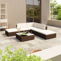 Berkfield Home 6 Piece Garden Lounge Set with Cushions Poly Rattan Brown