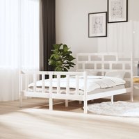 Berkfield Home Bed Frame White Solid Wood Pine 140x200 cm