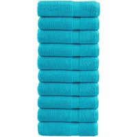 Berkfield Home Premium Hand Towels SOLUND 10 pcs Turquoise 50x100 cm 600 gsm in Blue