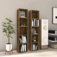 Berkfield Home CD Cabinets 2 pcs Smoked Oak 21x16x93.5 cm Engineered Wood in Brown