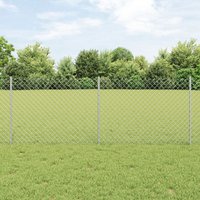 Berkfield Home Chain Link Fence with 10 U Posts Silver 0.8x10 m Steel