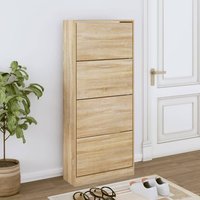 Berkfield Home Shoe Cabinet Sonoma Oak 63x24x147 cm Engineered Wood in Brown | Size: 63 x 24 x 147 cm